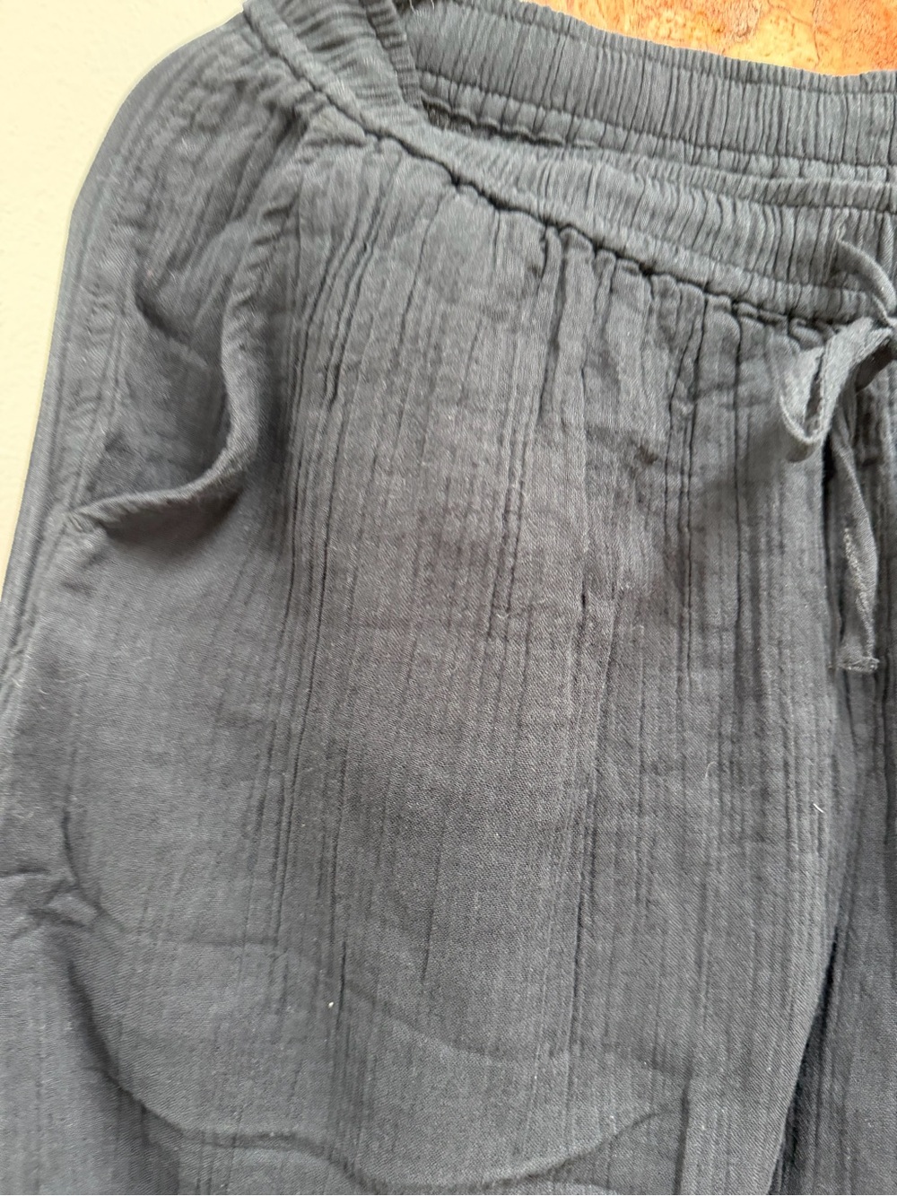 NWT Muji Organic Cotton Lounge Set - Women's Black Wrap top and matching pants. - Picture 5 of 7
